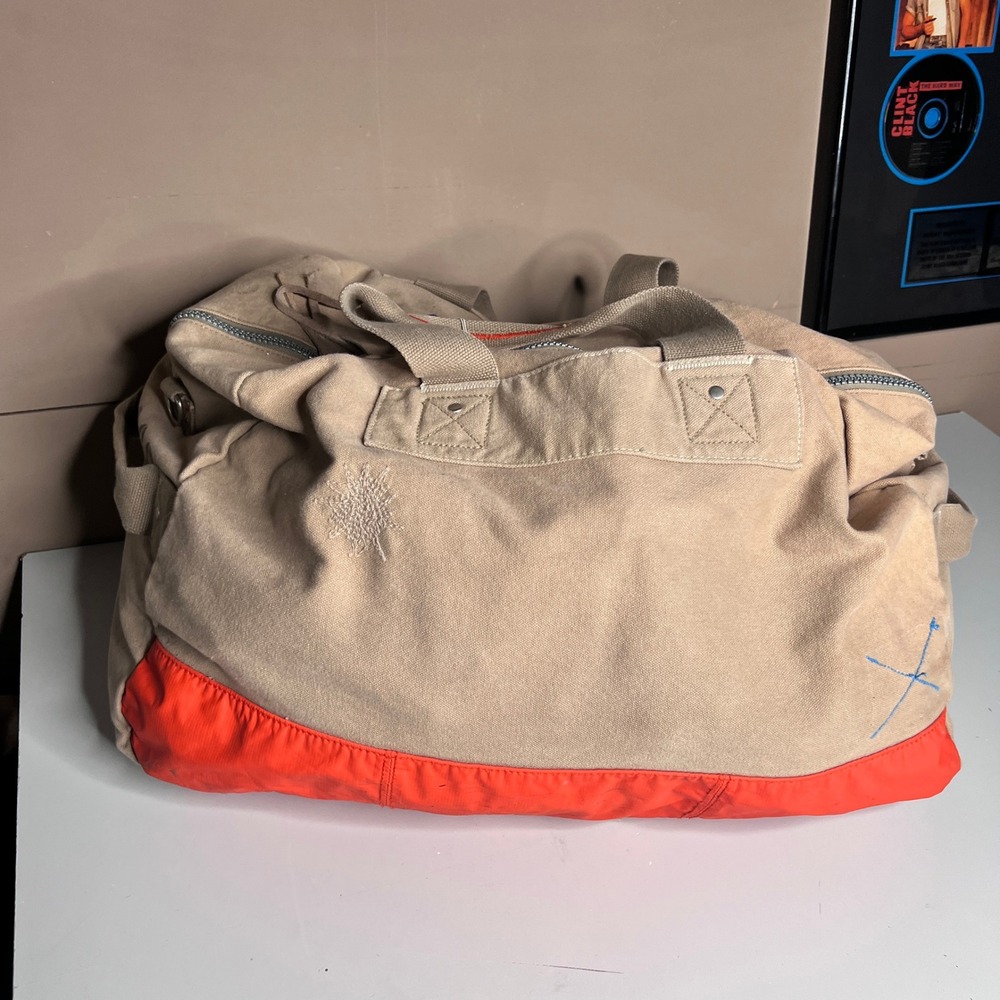 GAP 1969 Canvas Duffel Bag Tan Orange Travel Weekender Gym Bag Vintage Style